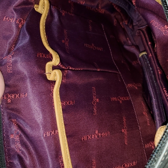 Anuschka Grey handpainted rose animal print safari hobo shoulder bag nwot - Picture 14 of 16